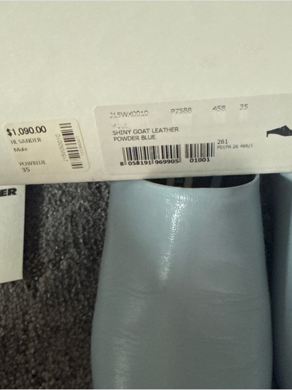 Jil Sander Women's Pointed Mule - Light Blue Leather size 35 - Picture 6 of 10
